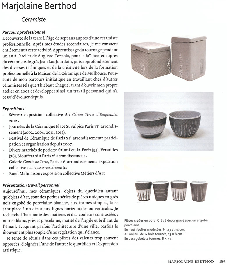 Article de la Revue de la Societee des Amis du Musee National de la Ceramique de Sevres